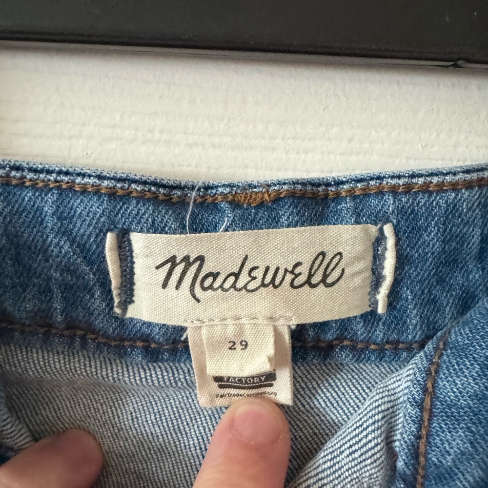 Madewell Denim Mini Skirt Women 29 Blue Button Front High Rise Patch Pocket - Picture 3 of 5